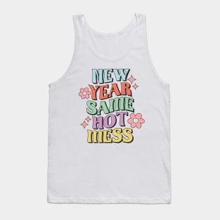 New Year Same Hot Mess Groovy Retro Pastel New Year Gift Tank Top